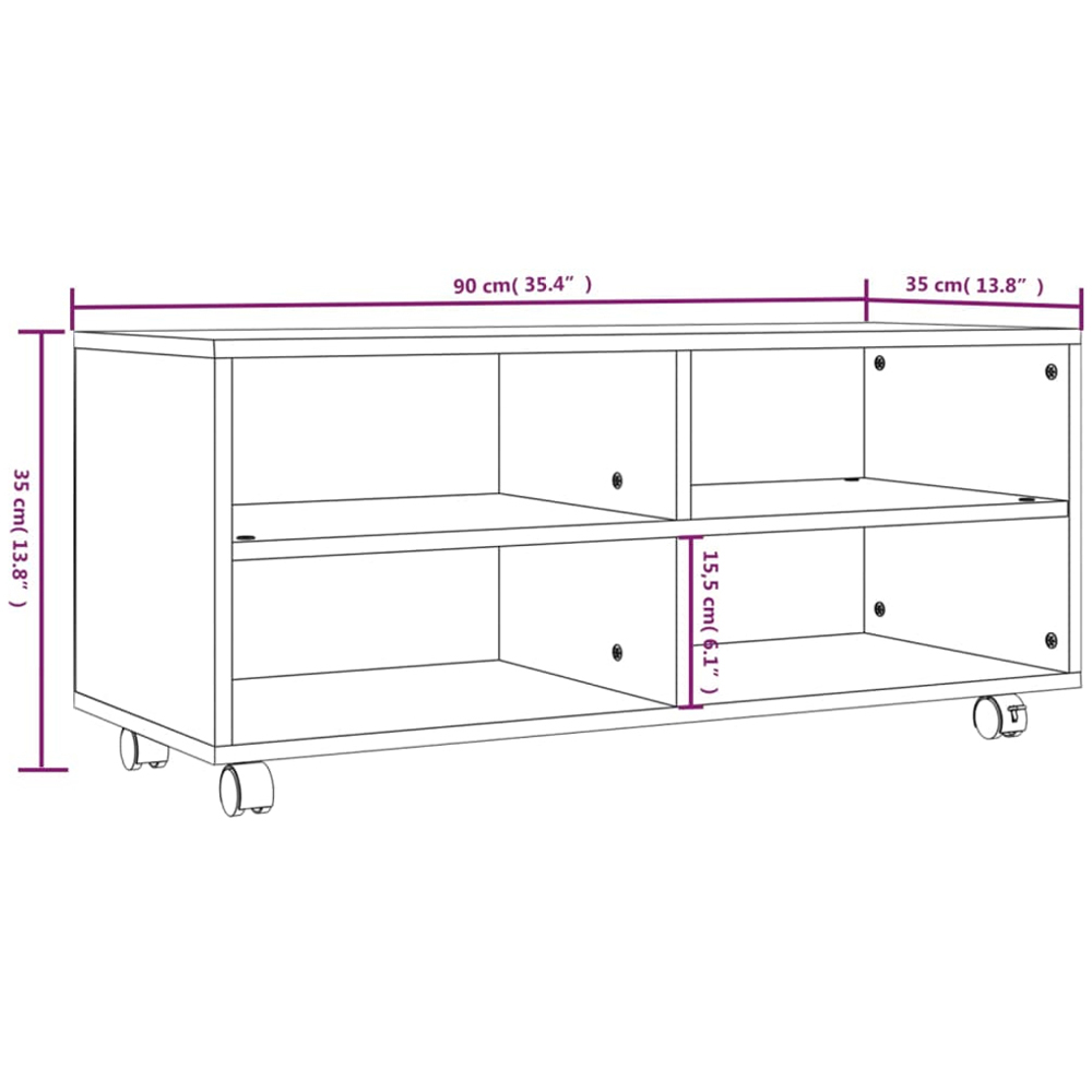 vidaXL 4 Shelf Brown Oak Mobile TV Cabinet Image 7