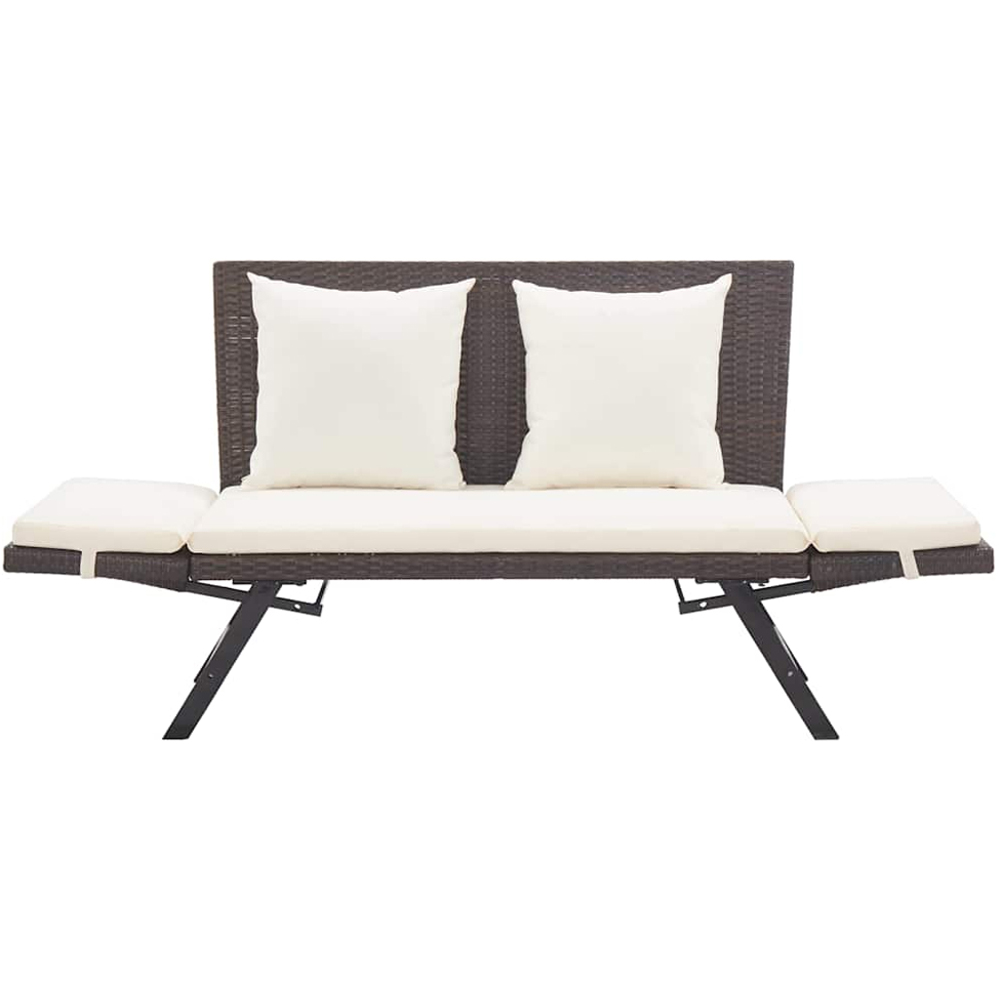 vidaXL 2 in 1 Brown PE Rattan Garden Bench with Cushions Image 2