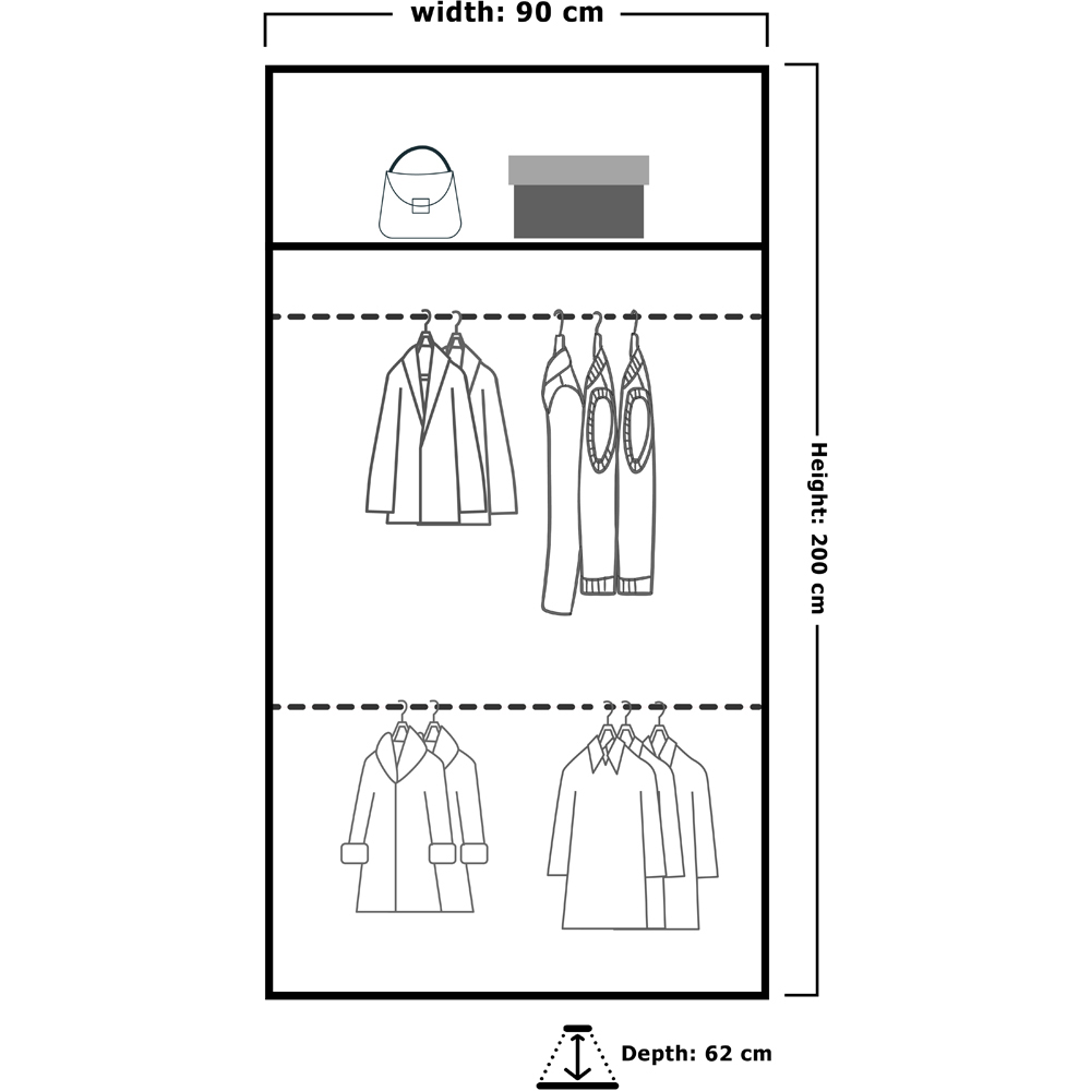 M N Furniture Modern Gala 2 Door White Mirrored Sliding Wardrobe 90cm Image 5