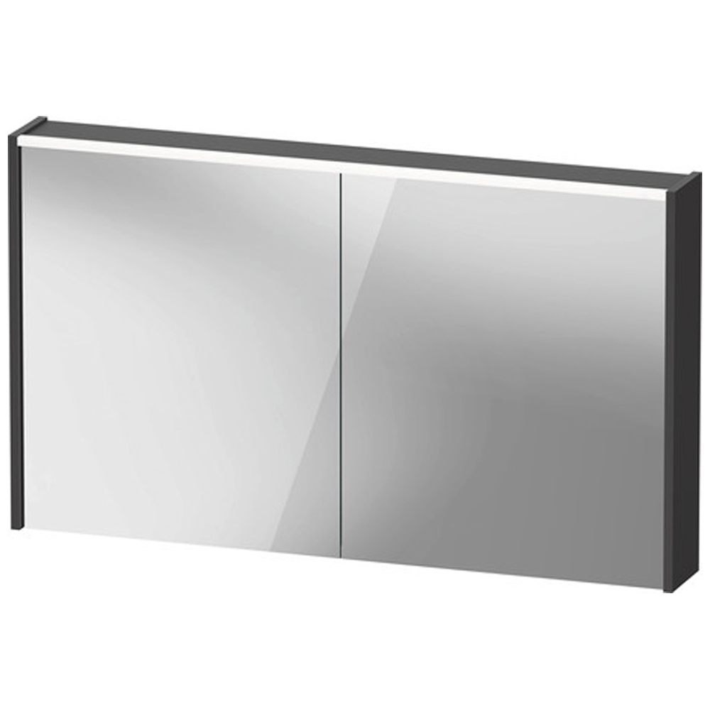 Duravit D-Code 2 Door Matt Graphite Illuminated Mirror Cabinet 1200 x 700mm Image 2