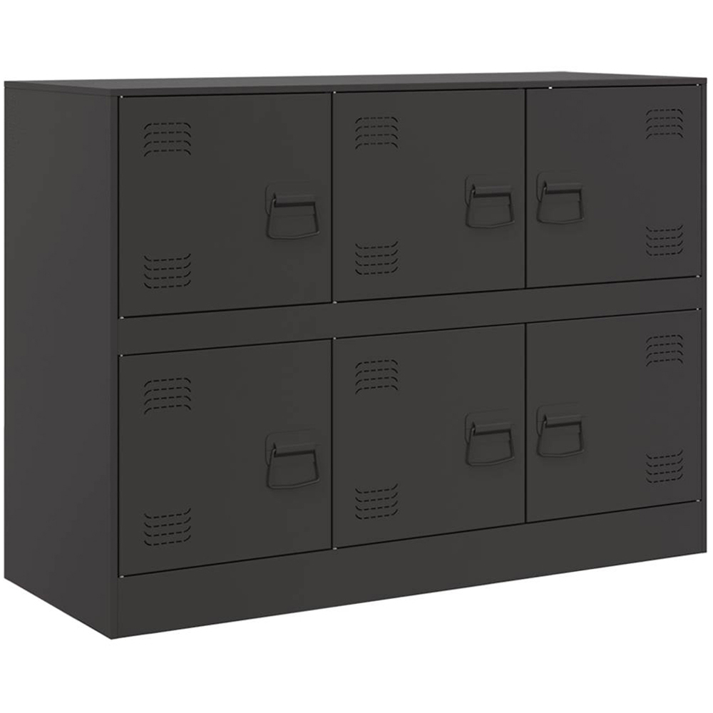 vidaXL 6 Door Black Metal Sideboard Image 2