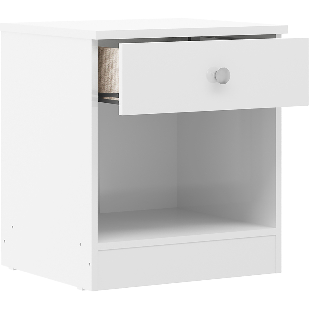 Seconique Denver Single Drawer White Gloss Bedside Table Image 4