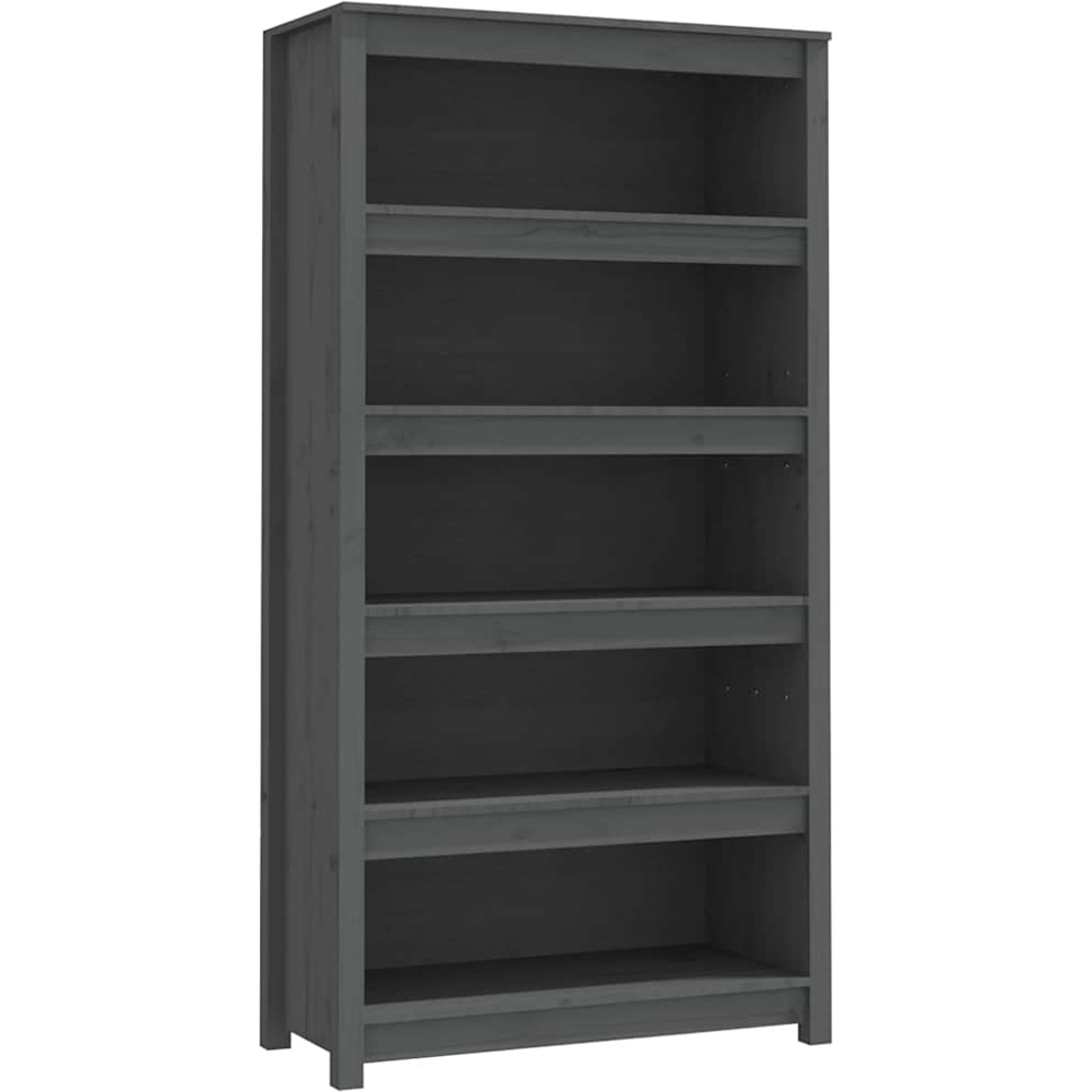 vidaXL 5 Shelf Grey Solid Pine Wood Bookcase Image 2
