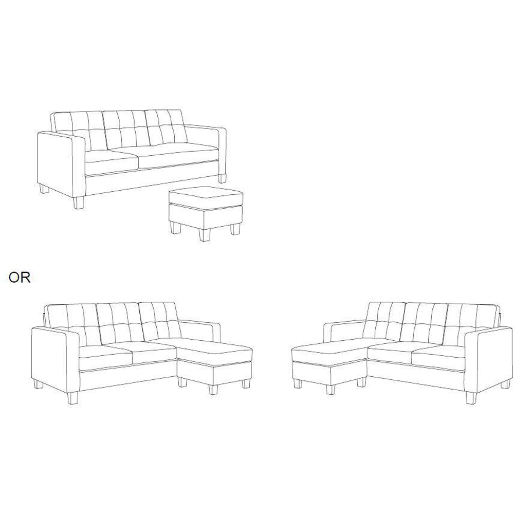 Kosy Koala 3 Seater Blue Ottoman L Shape Reversible Corner Sofa Set Image 9