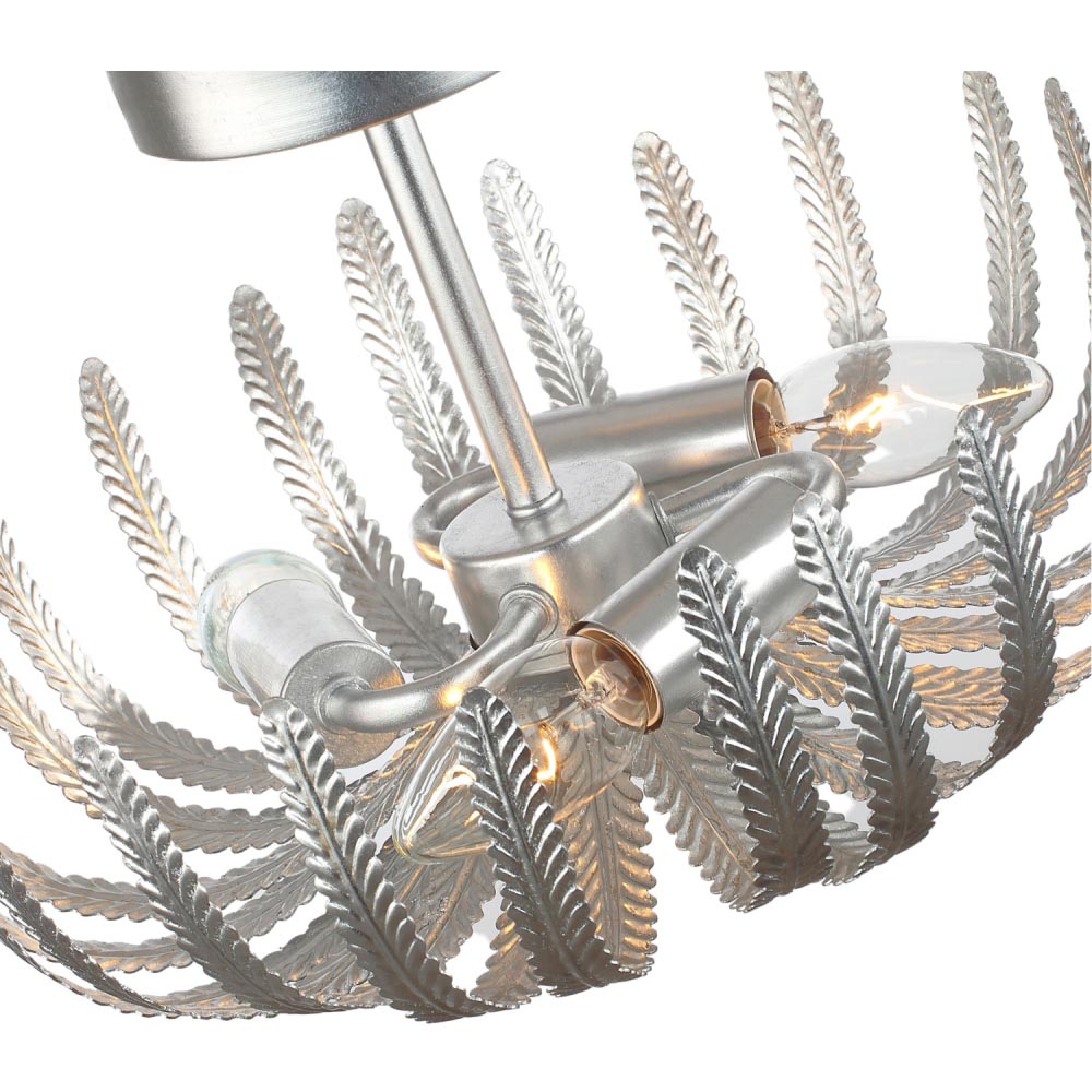 Happy Homewares Silver Foil Semi Flush Ceiling Light with Fern Stems Image 3