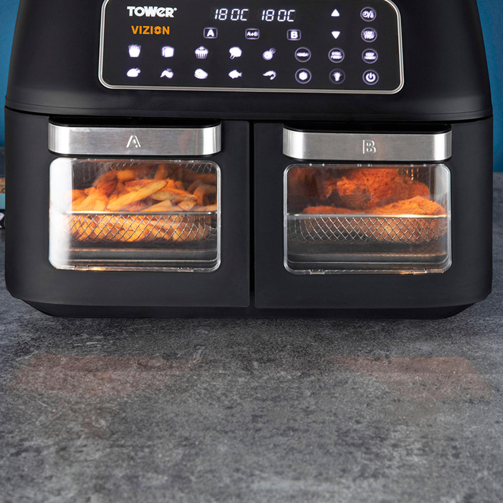 Tower T17102 Vortx Vizion Black 11L Dual Basket Air Fryer Oven 2400W Image 2