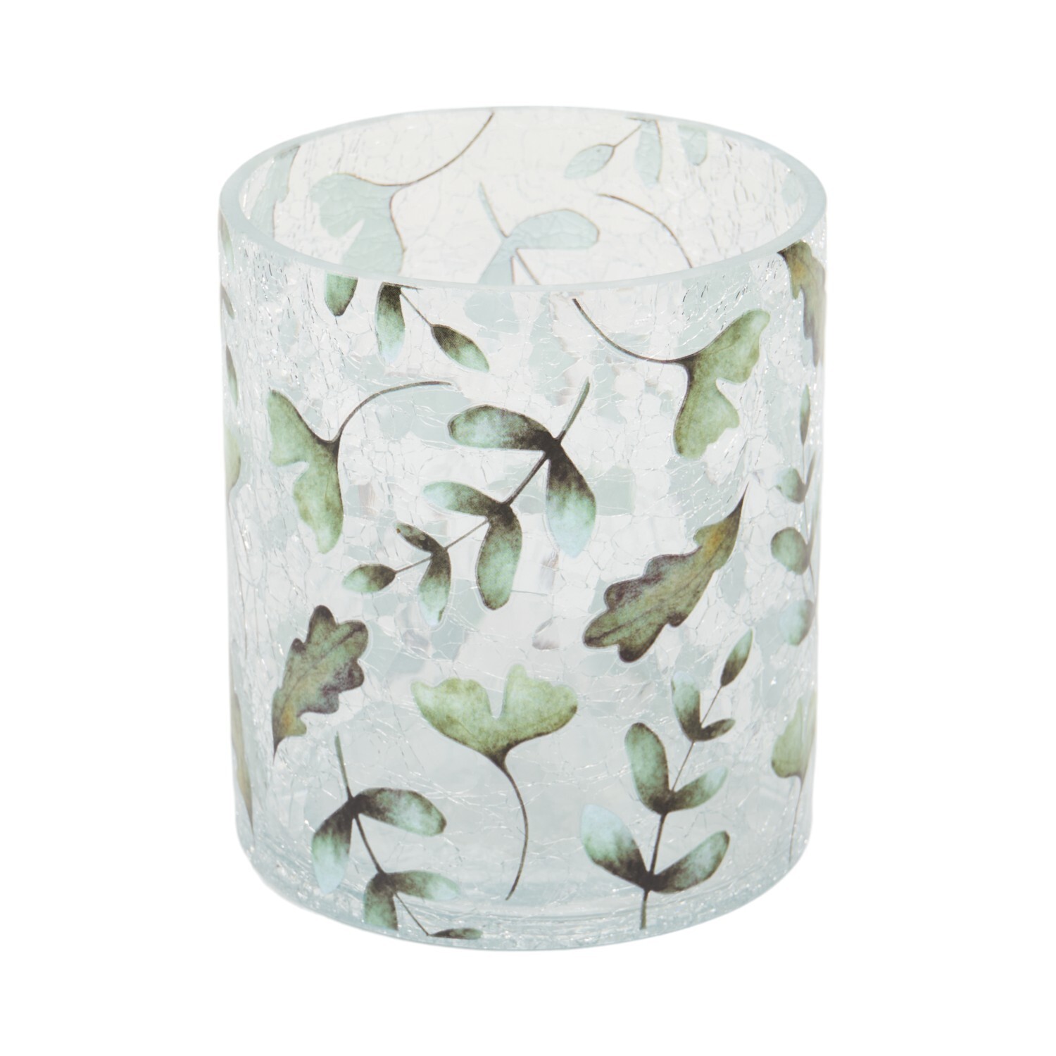Leaf Crackle Candle Holder Green Image 4