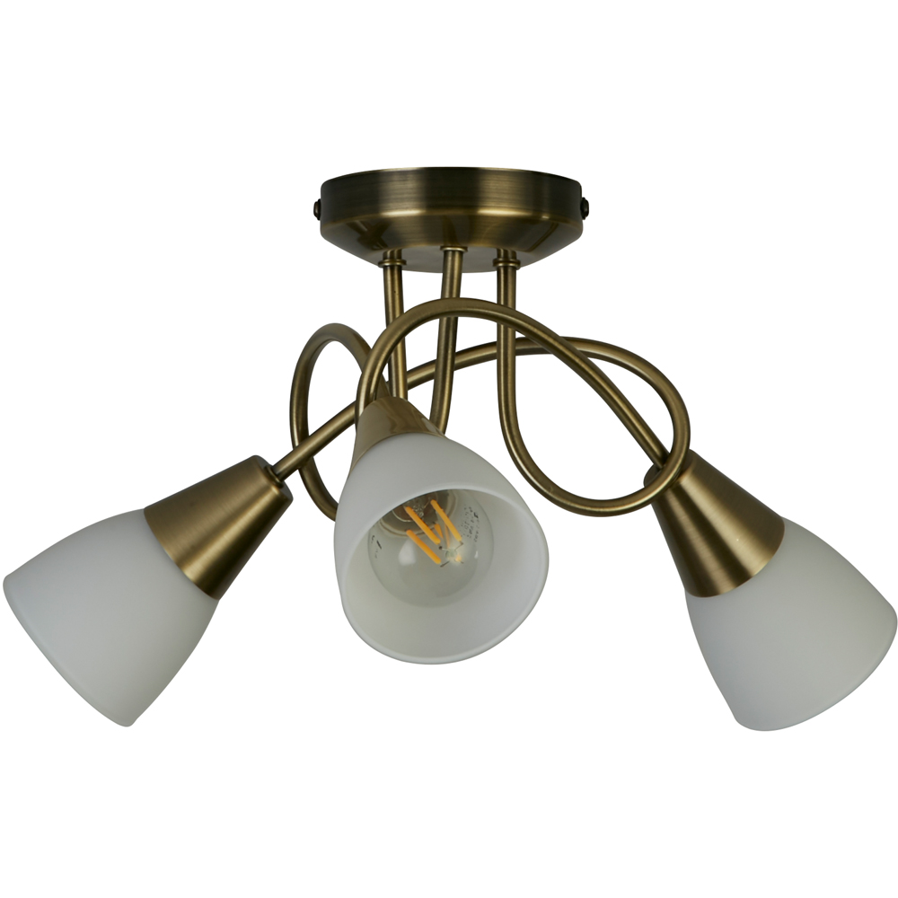 Lighting Collection Bradford 3 Light Antique Brass LED Ceiling Fitting Image 1