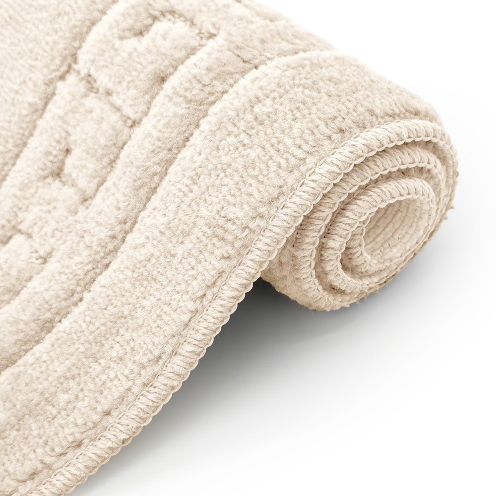 Velosso Greek Key Cream Bath Mat Set Image 3