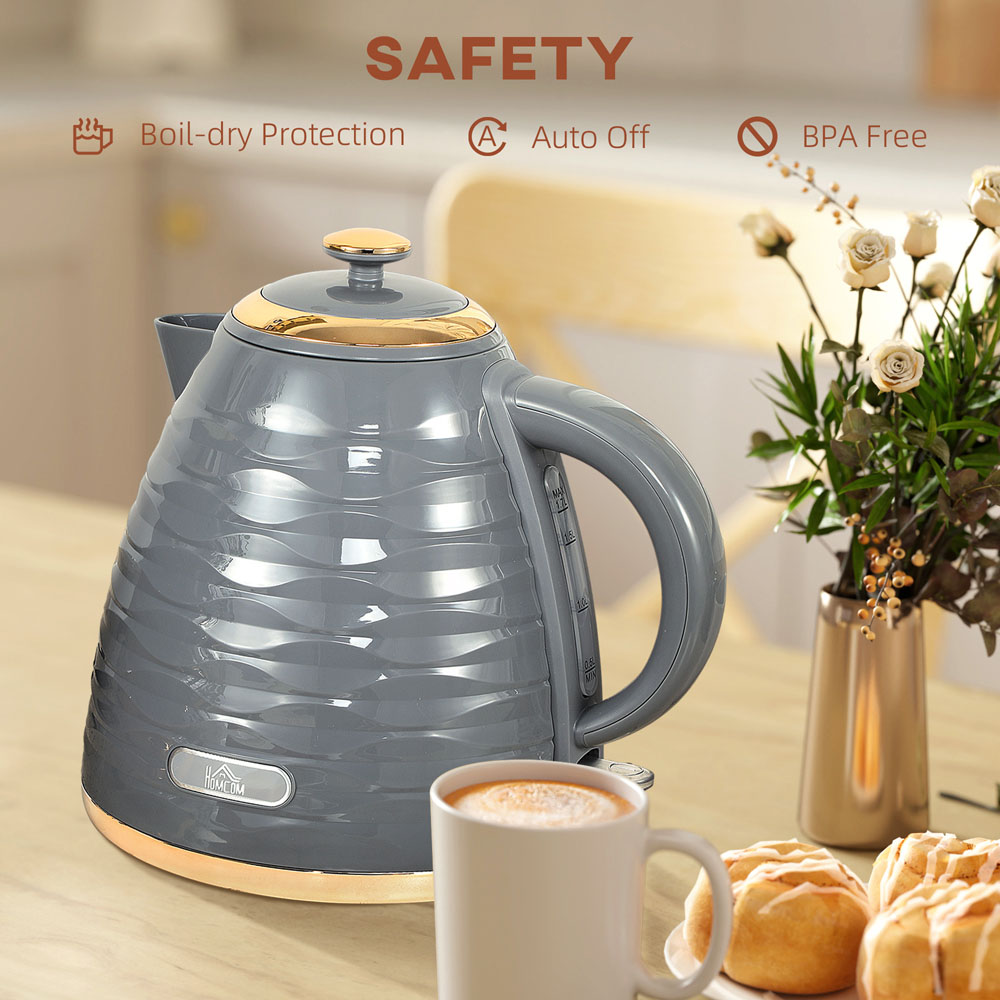 HOMCOM 800-207V70GY Grey Ripple 1.7L Electric Kettle 3kW Image 7