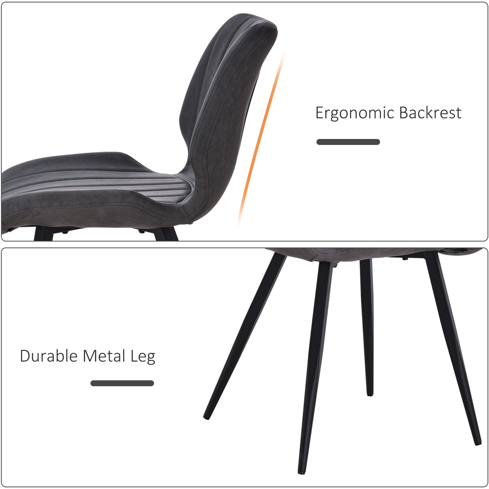 Portland Set of 2 Grey Faux Leather Dining Chair Image 4