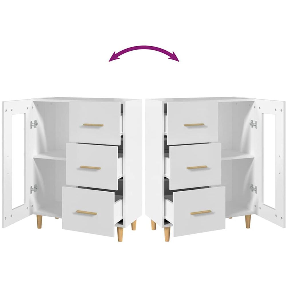 vidaXL Single Glass Door 3 Drawer White Sideboard Image 8
