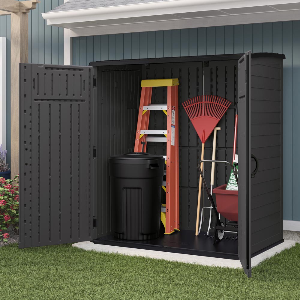 Suncast Hamilton 6.2 x 3.2ft Peppercorn Grey Storage Cabinet Image 4