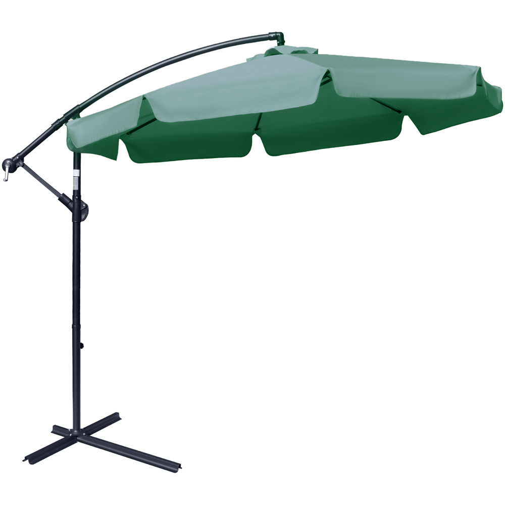 Outsunny Green Cantilever Parasol with Cross Base 2.7m Image 1