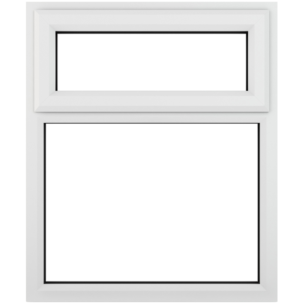 Crystal uPVC Double Glazed Window Top Hung Over Fixed Light White Clear Glass 905x1040mm Image 1