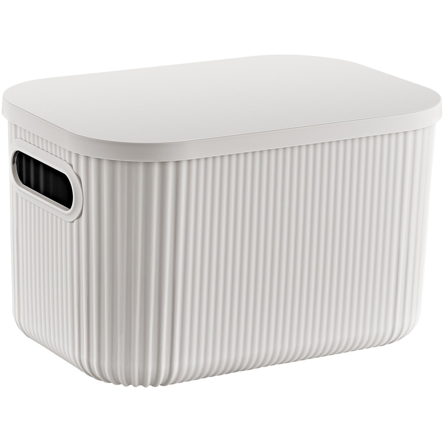 My Home Ribbed Storage Box with Lid - Light Grey / S Image
