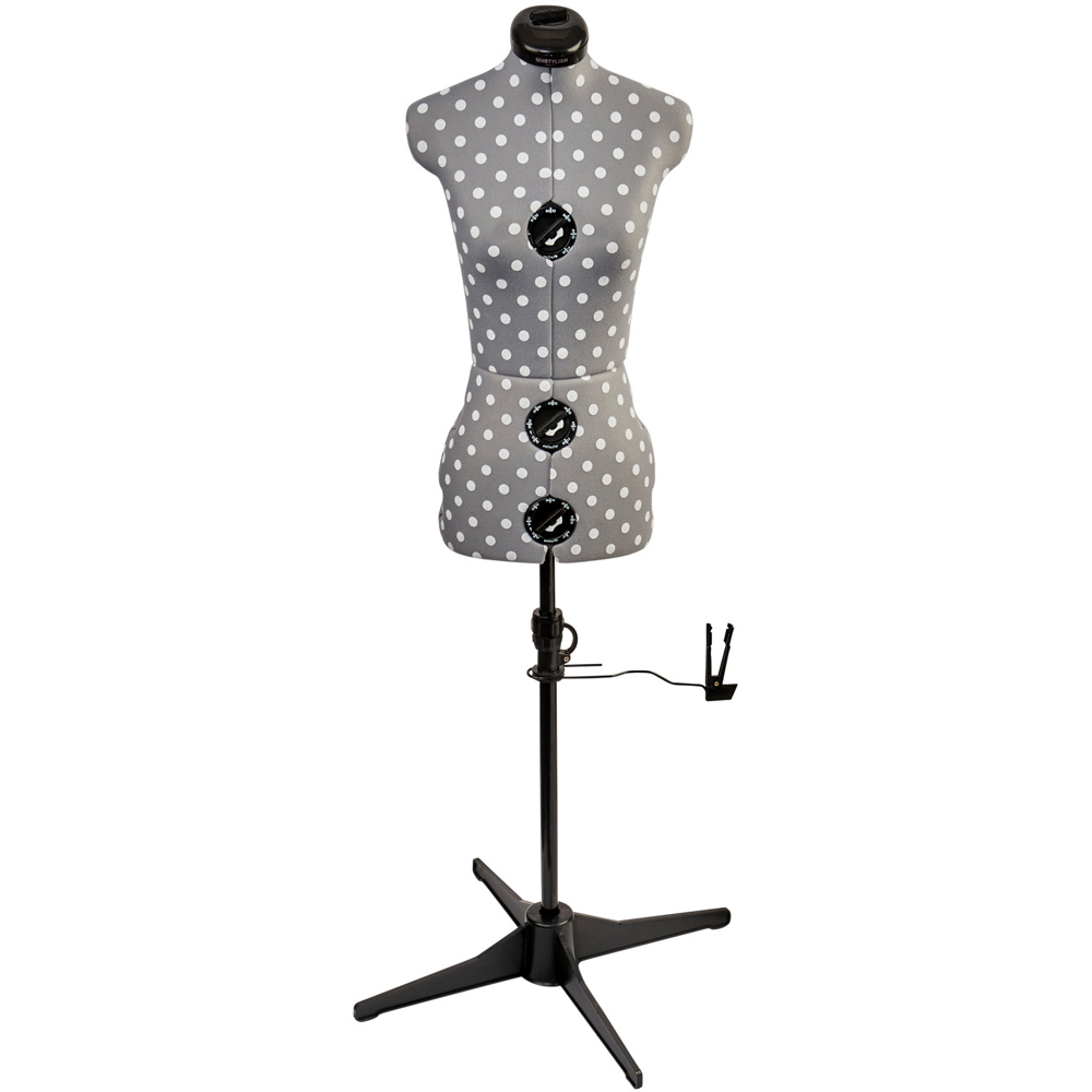 Sewing Online 5916P Grey Polka Adjustable 8-Part Dressmakers Dummy with Hem Marker Petite Image 2