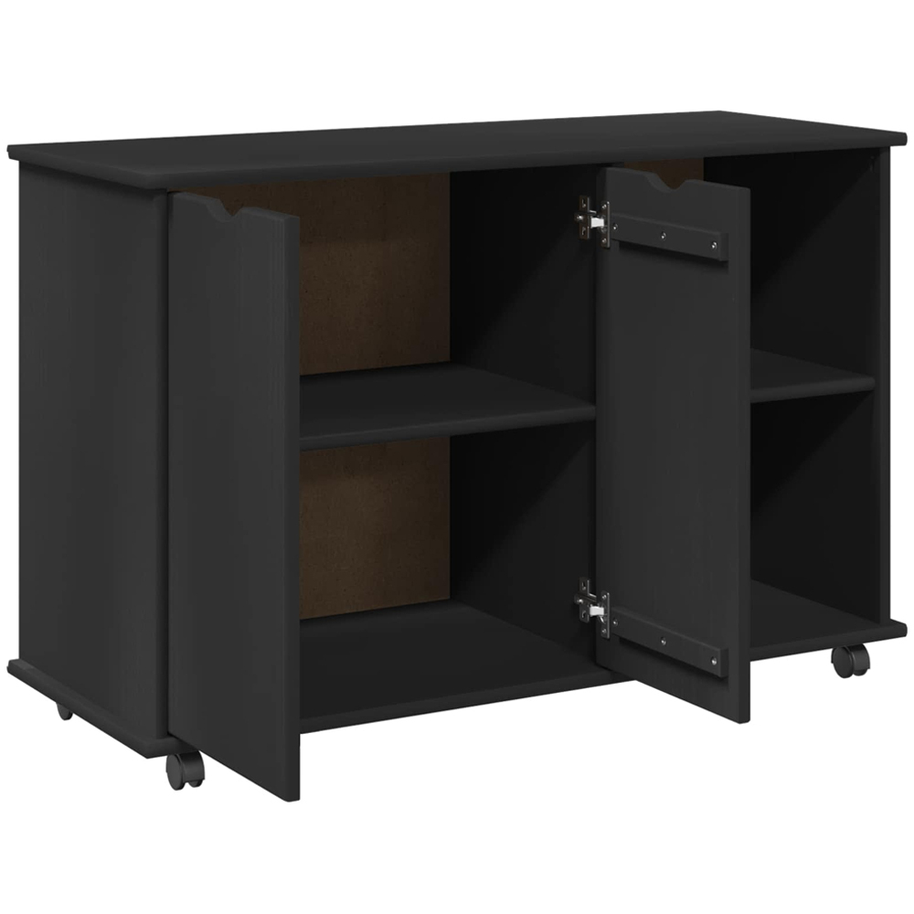 vidaXL 2 Door 2 Shelf Black Minimalist Rolling Storage Cabinet Image 4