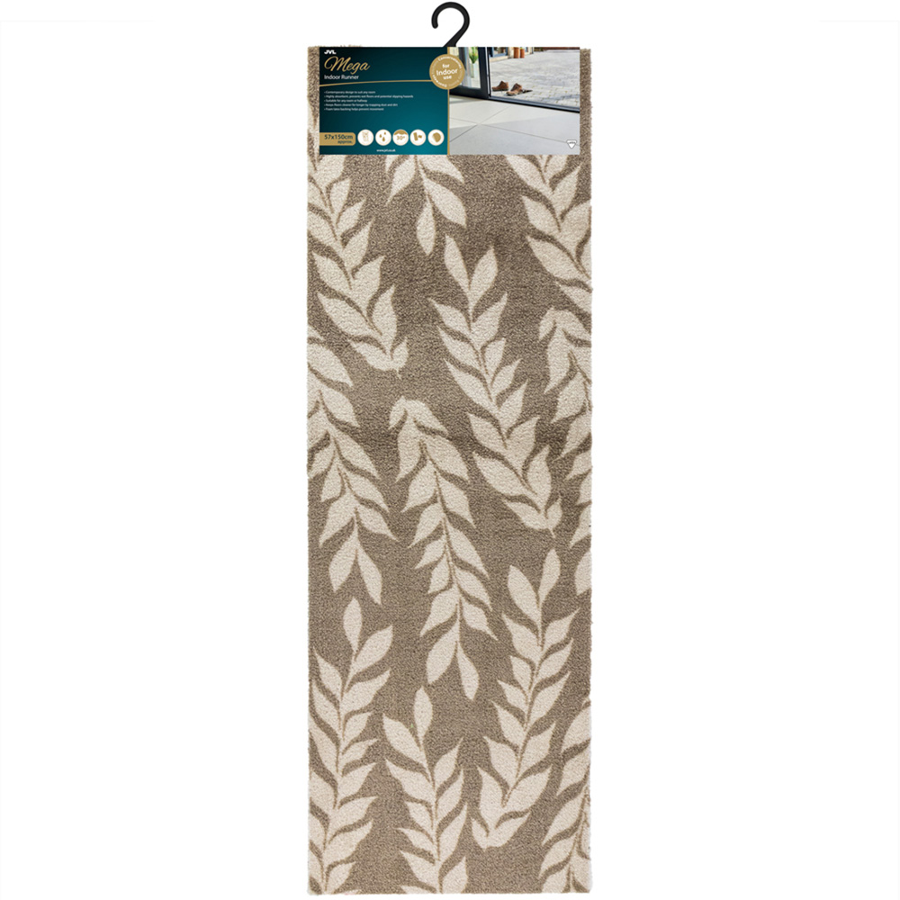 JVL Mega Brown Leaves Latex Backed Door Mat and Runner Set Image 3