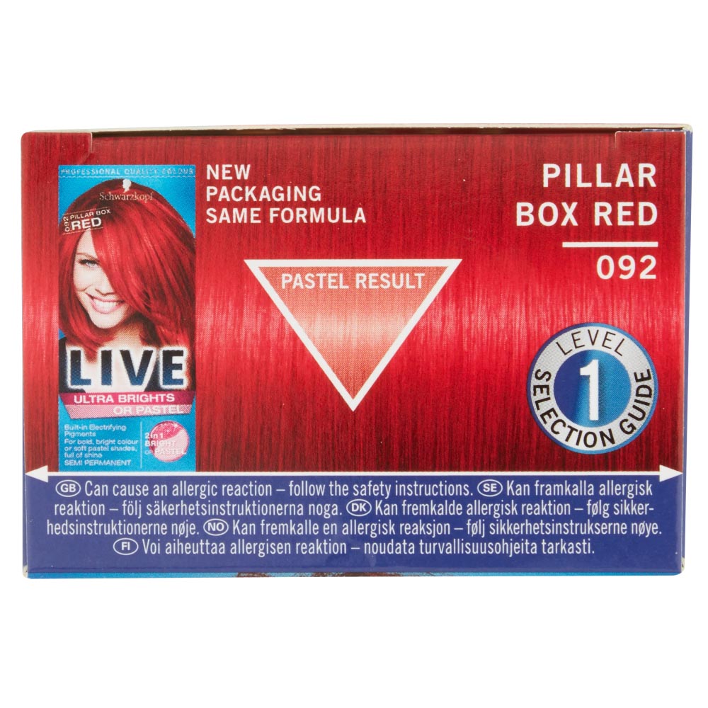 Schwarzkopf Live Ultra Brights Or Pastel Pillar Box Red 092 Semi Permanent Hair Dye Wilko 