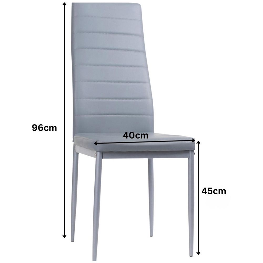 Portland 4 Seater Faux Leather Glass Tabletop Round Dining Set Grey Image 5