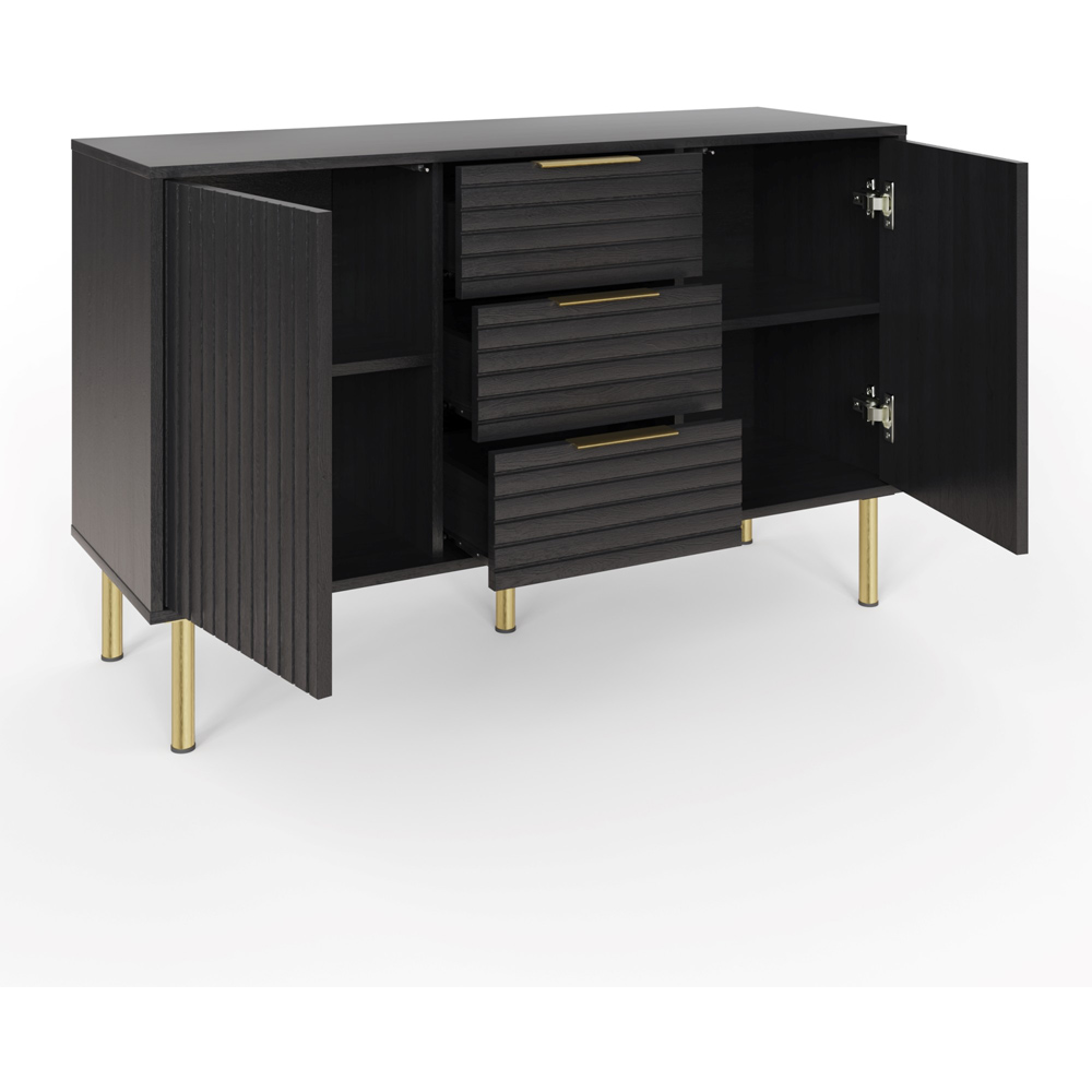 GFW Nervata 2 Door 3 Drawer Black Sideboard Image 4