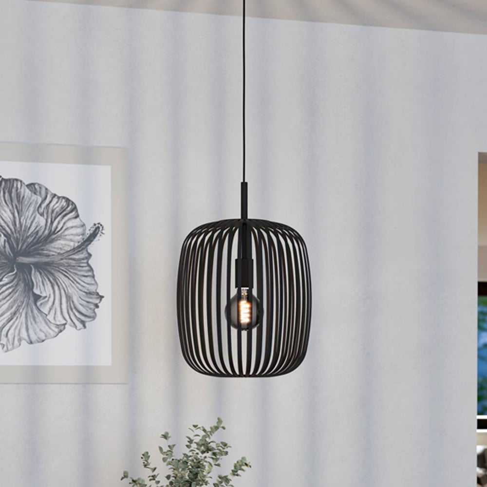 EGLO Romazzina Black Caged Pendant Light Image 3