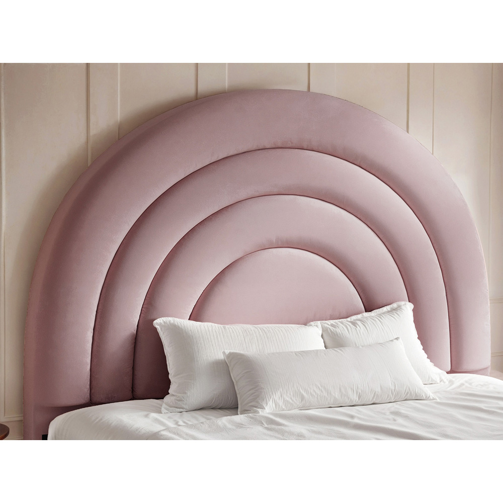 Flair Ava Small Double Pink Velvet Ottoman Bed Image 4