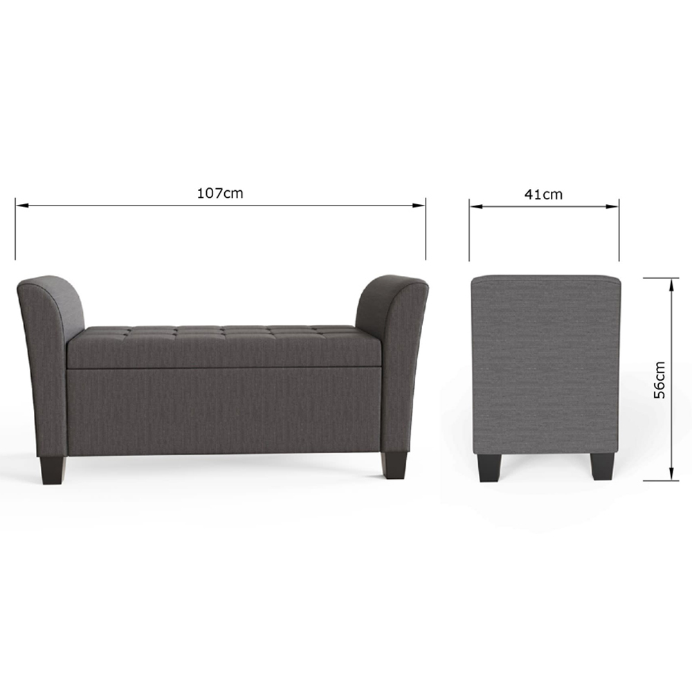 GFW Verona Charcoal Grey Upholstered Window Seat Image 9