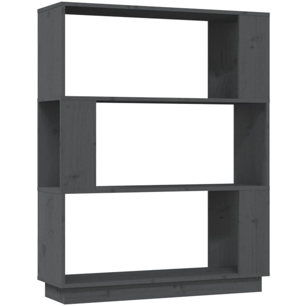 vidaXL 3 Shelf Grey Solid Pine Wood Bookcase Image 2
