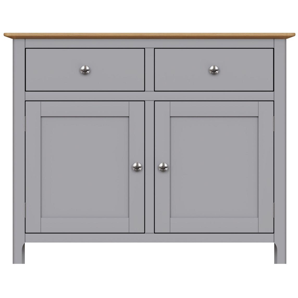 FWStyle Taberno 2 Drawer 2 Door Dove Grey and Oak Sideboard Image 3