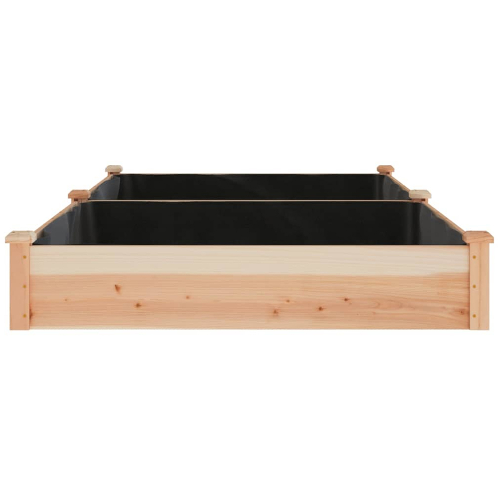 vidaXL Natural Solid Fir Wood Raised Garden Bed with Liner 240 x 120 x 25cm Image 4
