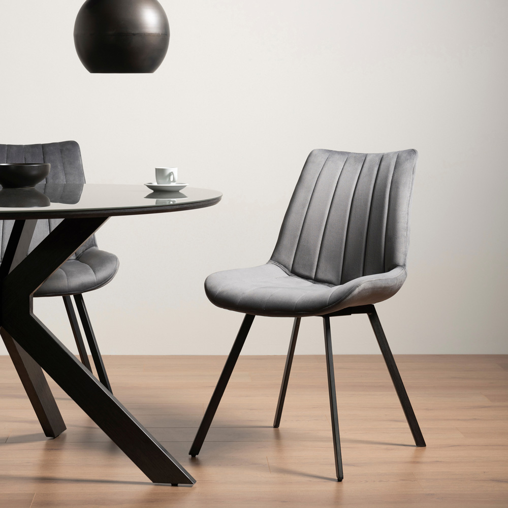 Bentley Designs Fontana Grey Velvet Fabric Upholstered Chair Image 6
