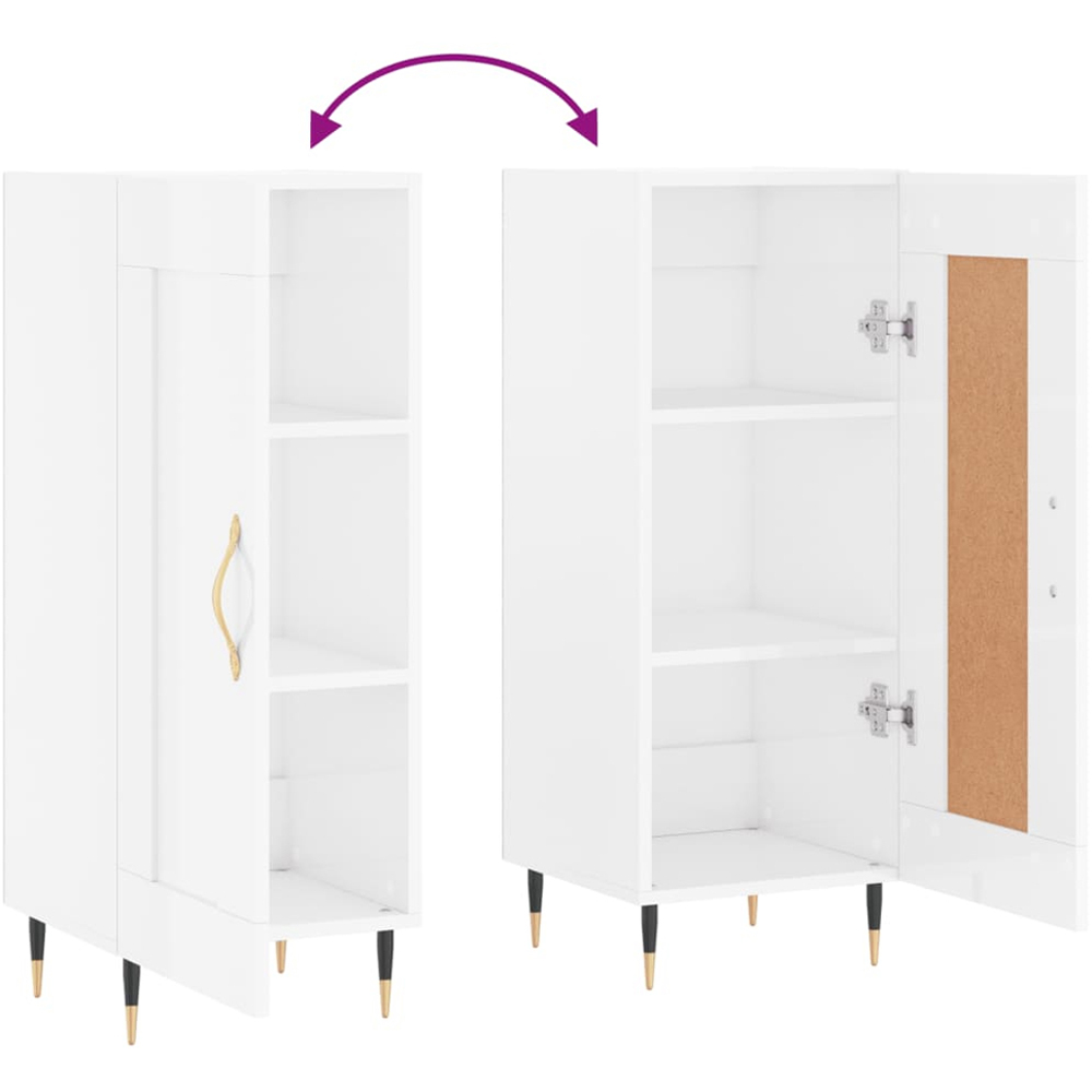 vidaXL Single Door High Gloss White Sideboard Image 9