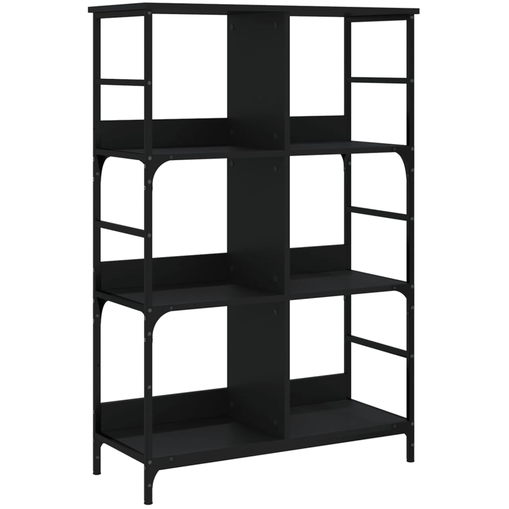 vidaXL 6 Open Shelf Black Engineered Wood Bookshelf Image 2