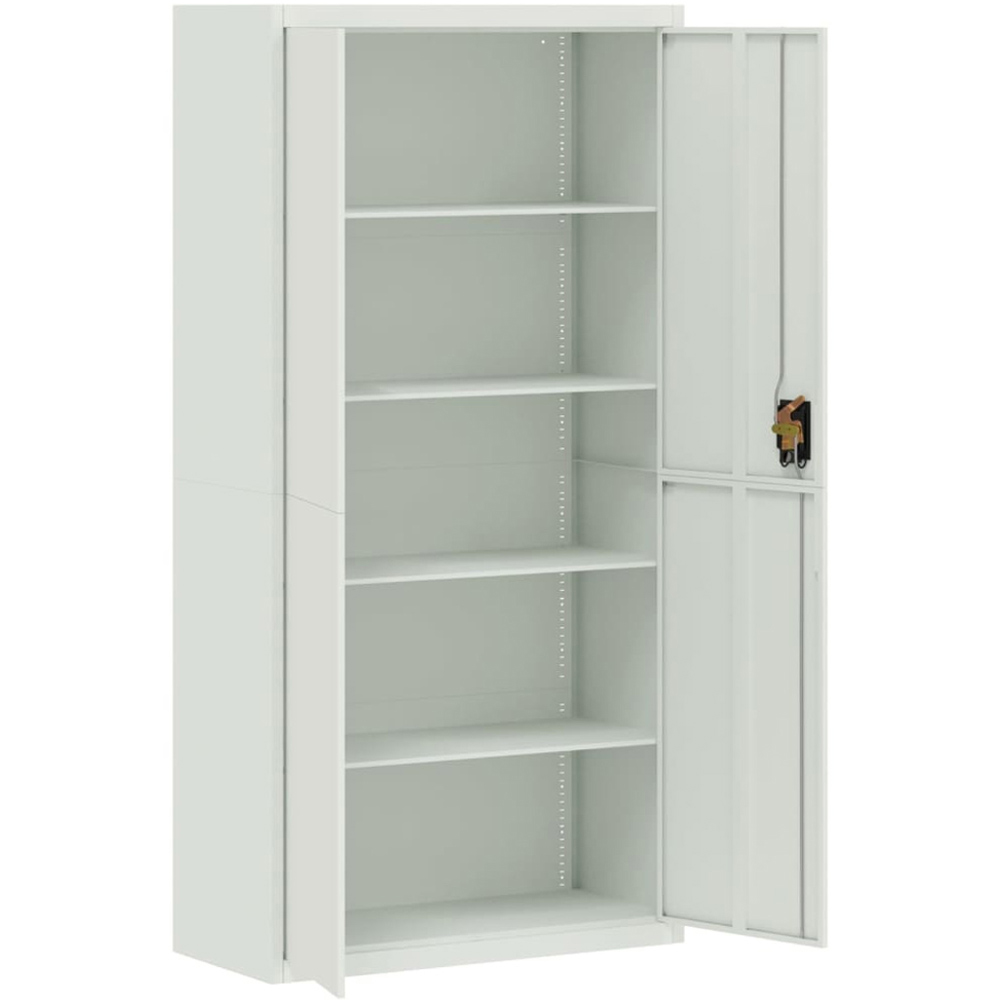 vidaXL 2 Door 5 Shelf Light Grey Powder Coated Steel File Cabinet Image 4