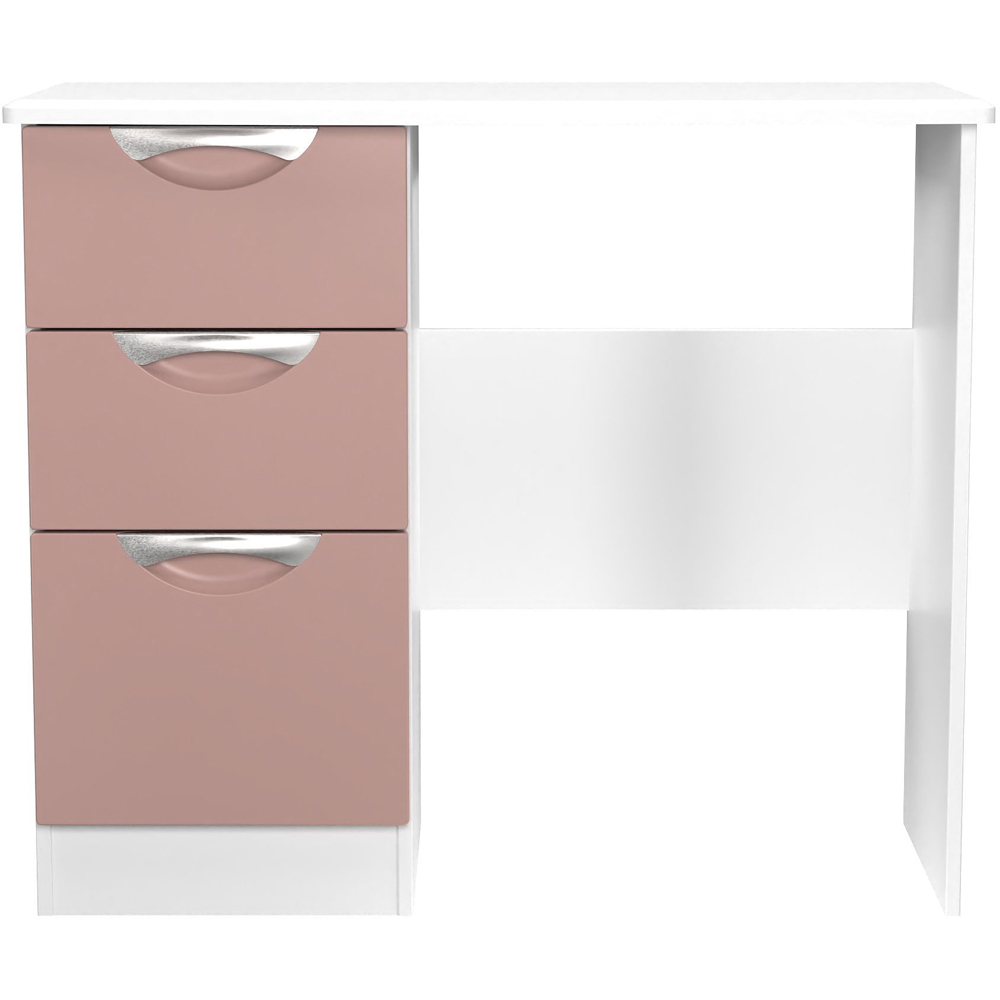 Crowndale Camden 3 Drawer Kobe Pink and White Vanity Dressing Table Ready Assembled Image 2