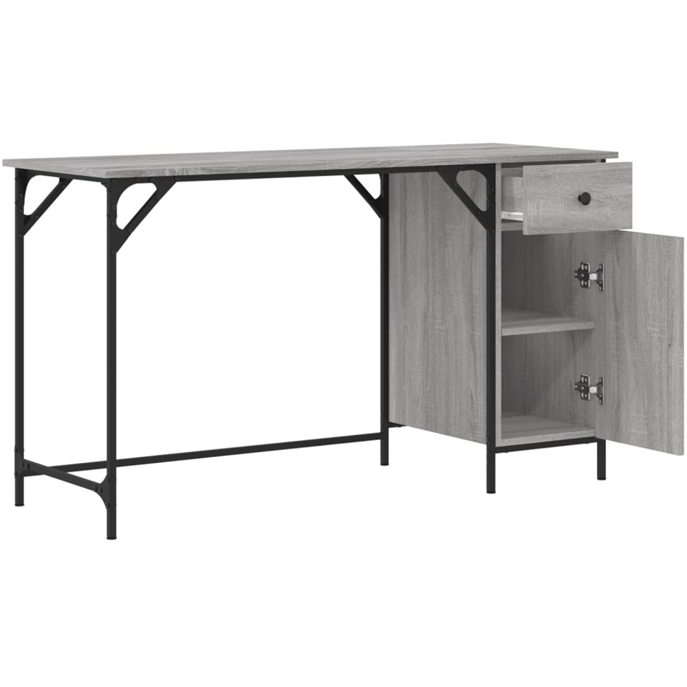 vidaXL Single Door Single Drawer Computer Desk Grey Sonoma Image 8