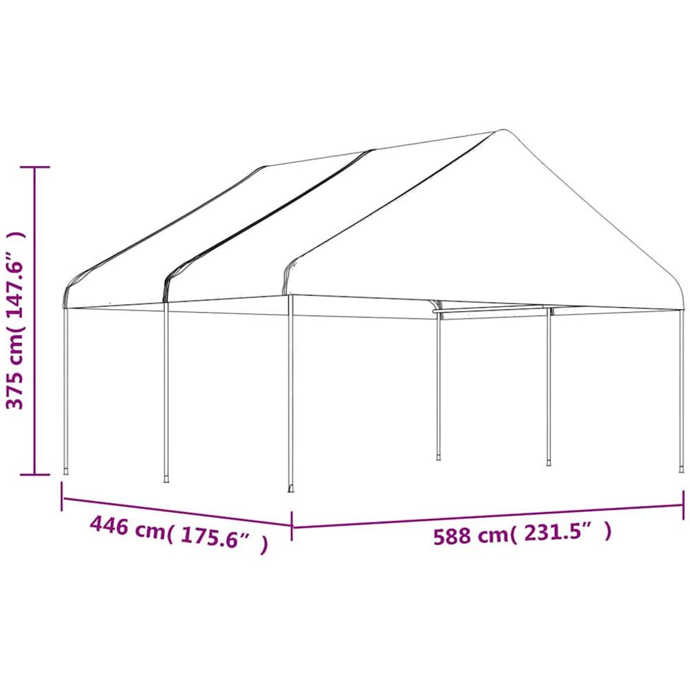 vidaXL 4.46 x 5.88m White Gazebo with Roof Image 5