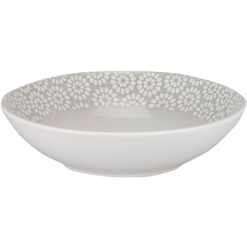 Grey Geometric Blossom Pasta Bowl Image