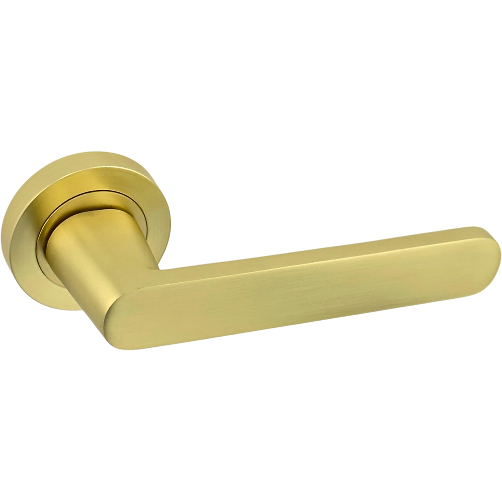 AXS Hardware Harlem Satin Brass Latch Door Handles on Rose 2 Pack Image 4