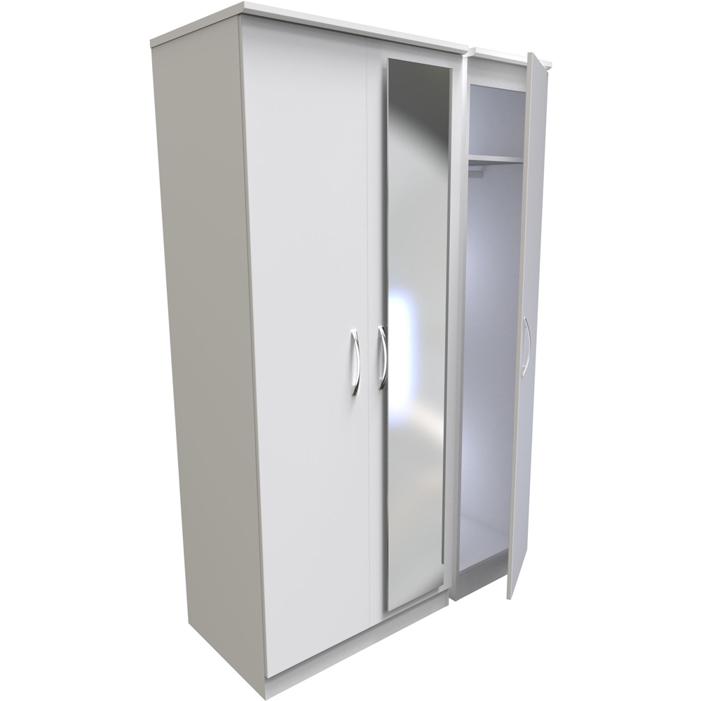 Crowndale Avon 3 Door White Matt Mirror Wardrobe Ready Assembled Image 5