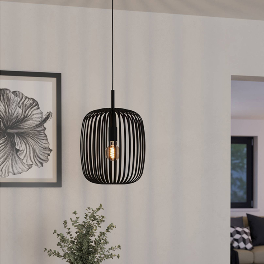 EGLO Romazzina Black Caged Pendant Light Image 2