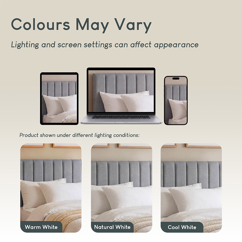VIDA DESIGNS Vellaro Double Light Grey Linen Fabric Ottoman Bed with Headboard Image 7
