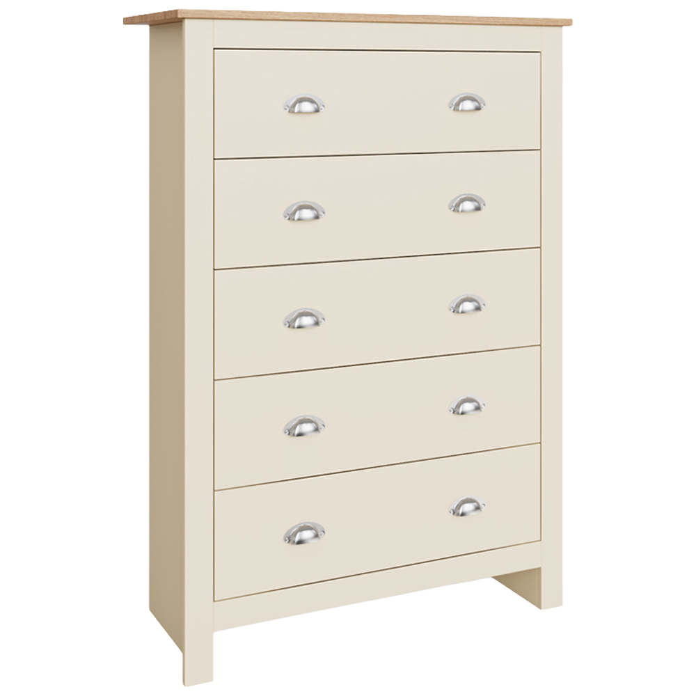 GFW Lancaster 5 Drawer Cream Chest of Drawers Image 2