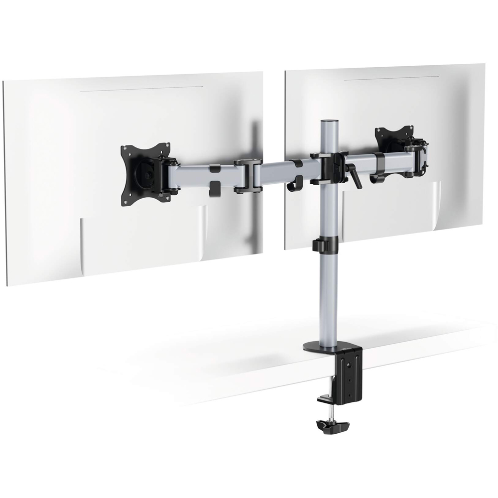 Durable Select Gloss Silver Monitor Mount Desk Clamp for 2 Screens 13-27 inch Image 4