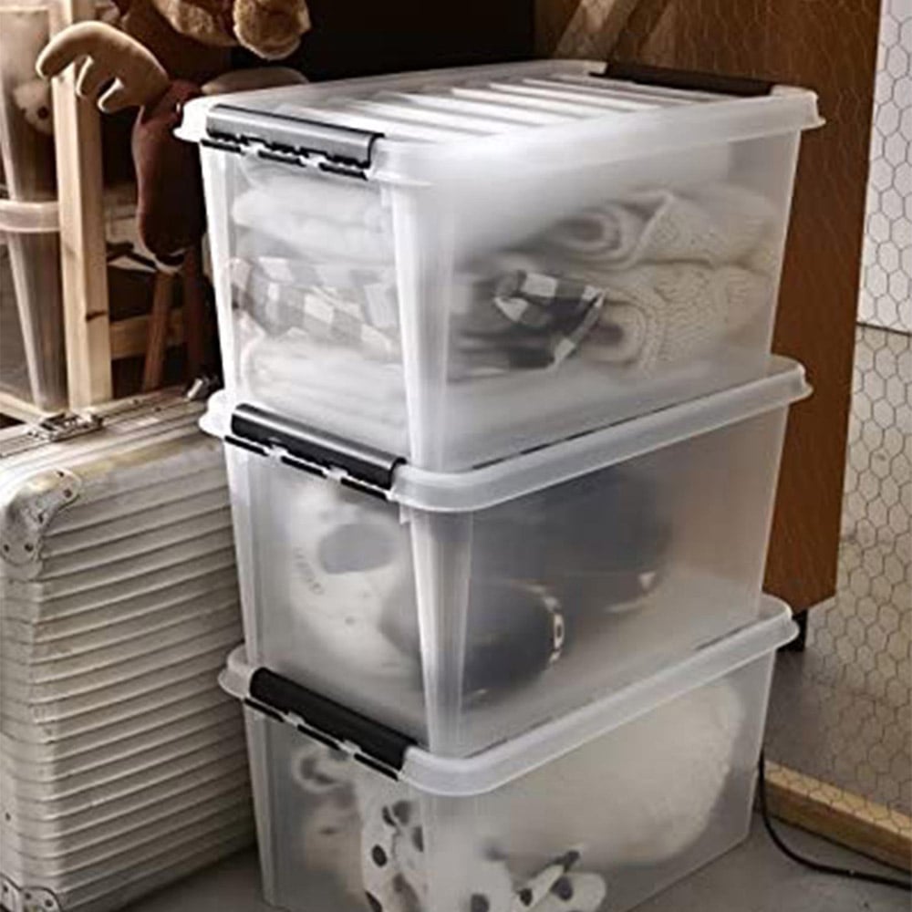 SmartStore 65L Clear Plastic Storage Box with Clip Lock Lid 2 Pack Image 2