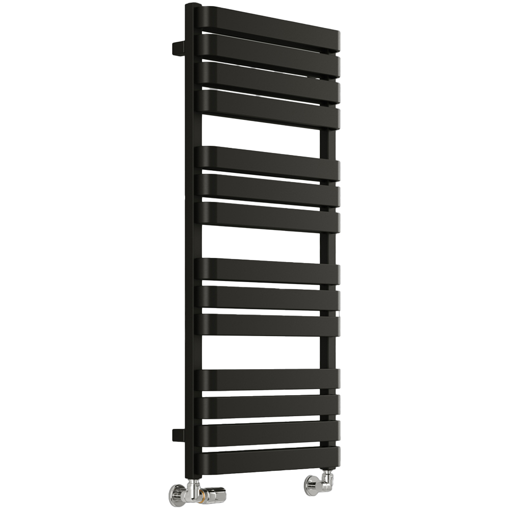 Terma Warp T Bold Matt Black Heated Towel Rail 2660 BTU 1110 x 500mm Image 1
