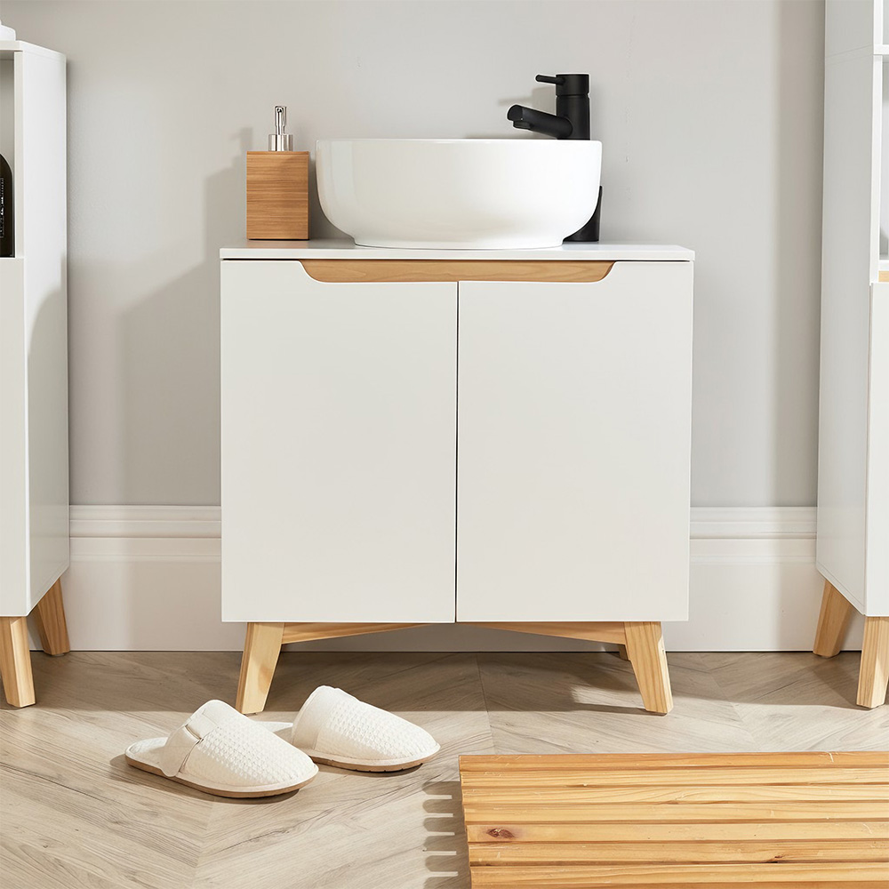 Home Source Florence 2 Door White Under Sink Cabinet Image 5