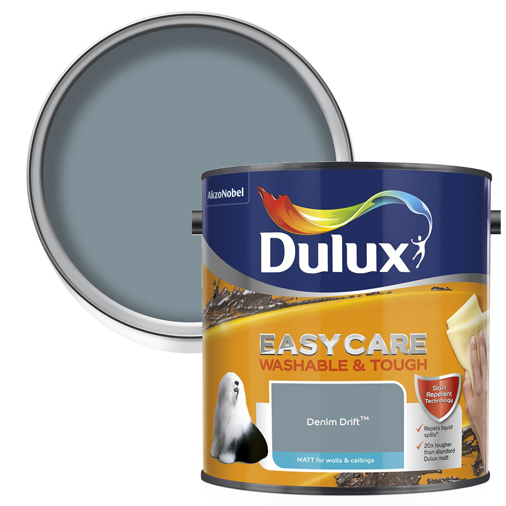 Dulux Easycare Washable & Tough Denim Drift Matt Emulsion Paint 2.5L Image 1